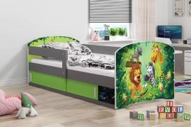 BMS Group - Otroška postelja Luki-1 - 80x160 cm - grafit/Jungle