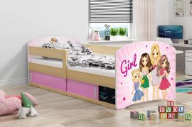 BMS Group - Otroška postelja Luki-1 - 80x160 cm - bor/Girls