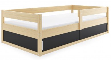 BMS Group - Otroška postelja Hugo - 80x160 cm - bor/črna