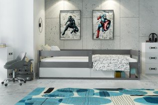 BMS Group - Otroška postelja Hugo - 80x160 cm - grafit/bela