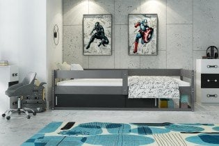 BMS Group - Otroška postelja Hugo - 80x160 cm - grafit/črna