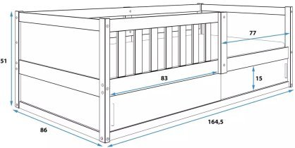BMS Group - Otroška postelja Smart 2 - 80x160 cm - bor/bela