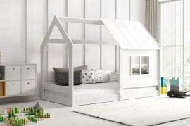 Otroška postelja Domek z daszkom - 80x160 cm - bela