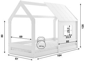 BMS Group - Otroška postelja Domek z daszkom - 80x160 cm - bela
