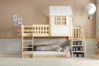 BMS Group - Pograd antresola nizka Domek s stopničkami - 90x200 cm