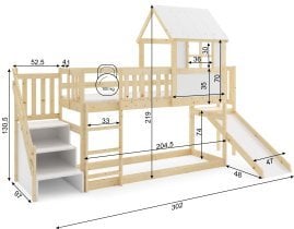 BMS Group - Pograd antresola nizka Domek s stopničkami in toboganom - 90x200 cm