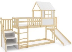 BMS Group - Pograd antresola nizka Domek s stopničkami in toboganom - 90x200 cm