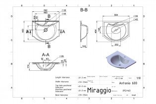 Miraggio - Nadpultni umivalnik Antonio 600