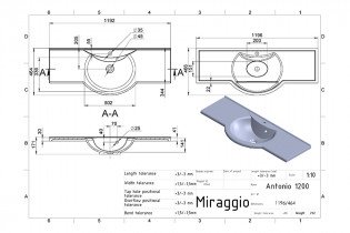Miraggio - Nadpultni umivalnik Antonio 1200