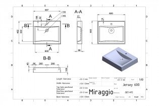 Miraggio - Nadpultni umivalnik Jersey 600