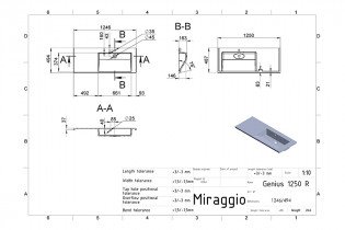 Miraggio - Nadpultni umivalnik Genius 1250 levi