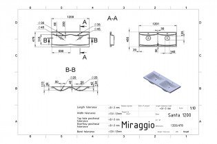 Miraggio - Nadpultni umivalnik Santa 1200 dvojni