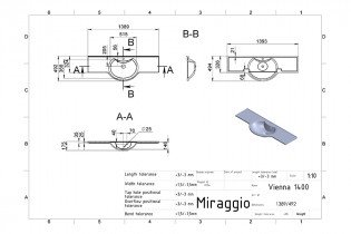 Miraggio - Nadpultni umivalnik Viena 1400