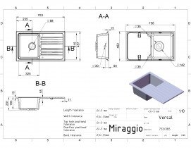 Miraggio - Pomivalno korito Versal siv
