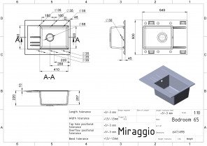 Miraggio - Pomivalno korito Bodrum 650 - črno