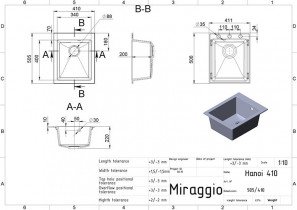 Miraggio - Pomivalno korito Hanoj 410 - sivo