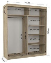 ADRK - Garderobna omara z drsnimi vrati Ettore - 180 cm
