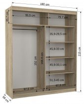 ADRK - Garderobna omara z drsnimi vrati Rosette  - 180 cm