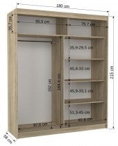 ADRK - Garderobna omara z drsnimi vrati Dolores - 180 cm