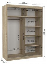 ADRK - Garderobna omara z drsnimi vrati Iness - 150 cm