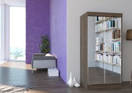 Garderobna omara z drsnimi vrati Luiziana pepelnata - 100 cm