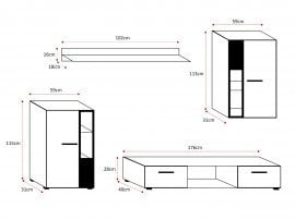 ADRK - Dnevni TV regal Safir z led lučkami v hrast sonoma in beli kombinaciji