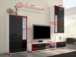 ADRK - Dnevni TV regal Safir z led lučkami v hrast sonoma in beli kombinaciji