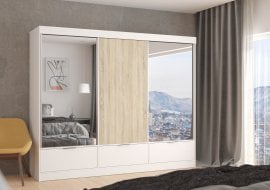 Garderobna omara z drsnimi vrati Niko z 2 ogledalama