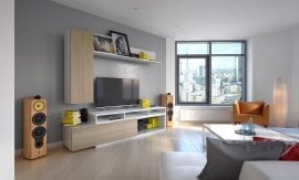 Dnevni TV regal Mirko - bela/hrast