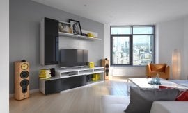 Dnevni TV regal Mirko - bela/črna