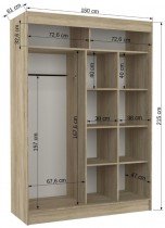 Garderobna omara z drsnimi vrati Gilton - 150 cm