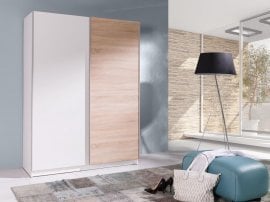 Garderobna omara z drsnimi vrati Alando 3 - bela/hrast