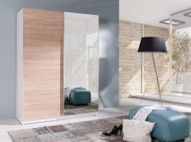 Garderobna omara z drsnimi vrati Alando 5 - hrast + ogledalo