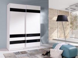 Garderobna omara z drsnimi vrati Alando 8 - bela/črna