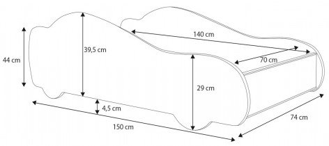 ADRK - Otroška postelja Batcar - 70x140 cm