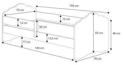 ADRK - Otroška postelja Casimo grafika - 70x140 cm