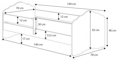 ADRK - Otroška postelja Casimo z ograjico - 70x140 cm