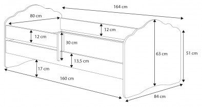 ADRK - Otroška postelja Casimo z ograjico - 80x160 cm