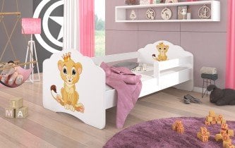 ADRK - Otroška postelja Casimo grafika z ograjico - 70x140 cm