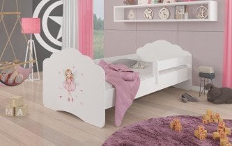 ADRK - Otroška postelja Casimo grafika z ograjico - 80x160 cm