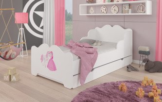ADRK - Otroška postelja Ximena s potiskom - 80x160 cm + predal