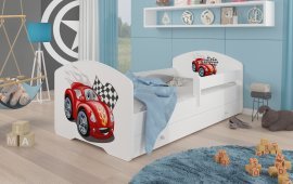 ADRK - Otroška postelja Pepe grafika - 80x160 cm z ograjico in predalom