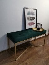 Zelena, ravni gumbi, zlato podnožje