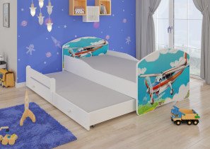 ADRK - Otroška postelja Pepe II grafika z dodatnim ležiščem - 70x140 cm