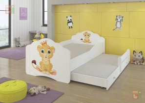 ADRK - Otroška postelja Casimo II grafika z dodatnim ležiščem - 80x160 cm