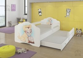 Otroška postelja Casimo II grafika z dodatnim ležiščem - 70x140 cm z ograjico