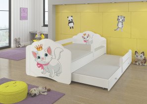 ADRK - Otroška postelja Casimo II grafika z dodatnim ležiščem - 70x140 cm z ograjico