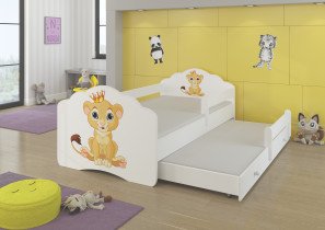 ADRK - Otroška postelja Casimo II grafika z dodatnim ležiščem - 70x140 cm z ograjico