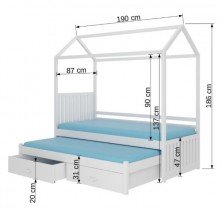 ADRK - Otroška postelja z dodatnim ležiščem Jonaszek - 80x180 cm - naravni bor 