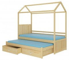 ADRK - Otroška postelja z dodatnim ležiščem Jonaszek - 90x200 cm - naravni bor 